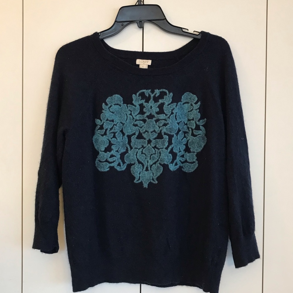 J Crew Decorative Sweater- 3/4 sleeve